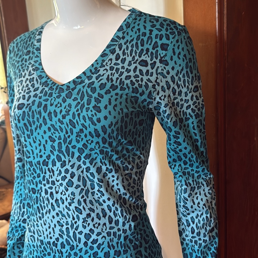 NWT northern reflections size small Leopard Print V-Neck Long Sleeve Top
